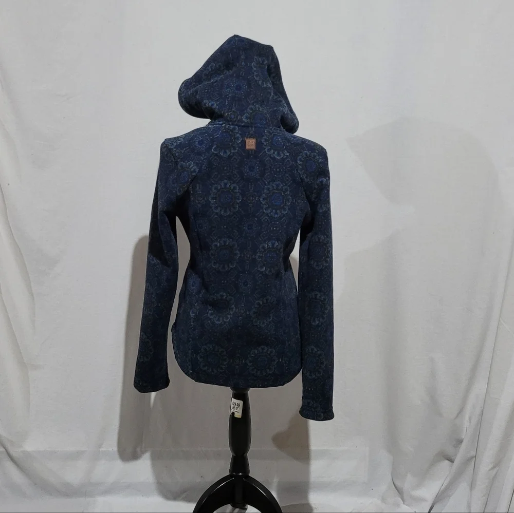 Sherpa jacket hoodie coat mid layer athletic outdoor paisley sustainable blue - Picture 4 of 16